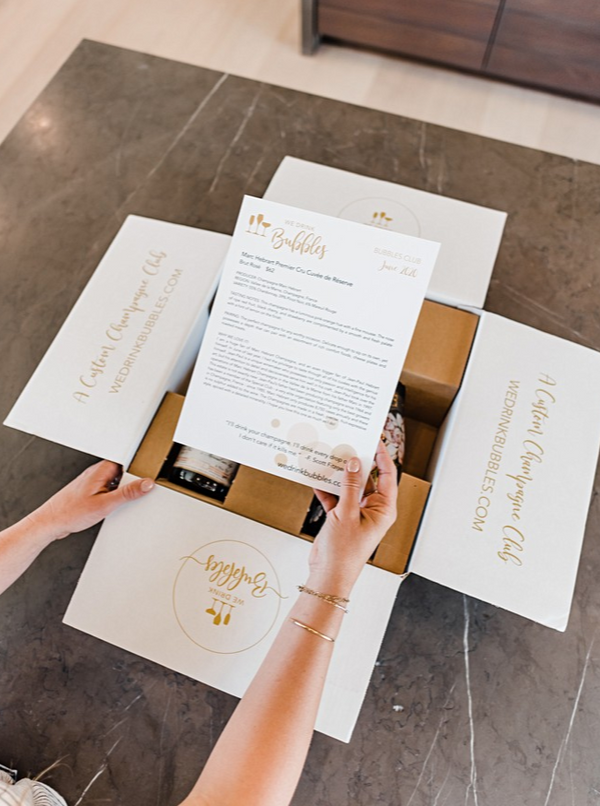 The Bubbles Club Subscription, part of our monthly champagne club, wine delivery, unique gift ideas, send bubbles gifts