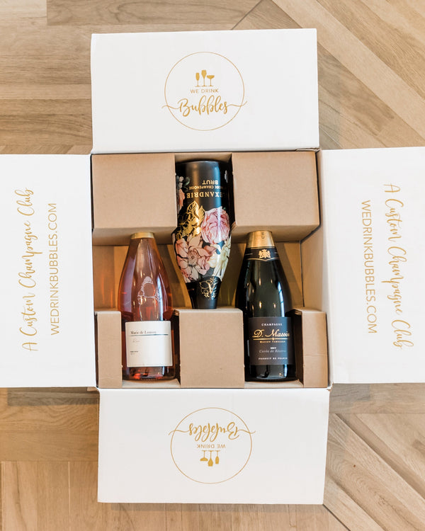 The Bubbles Club Subscription Gift, part of our monthly champagne club, wine delivery, unique gift ideas, send bubbles gifts