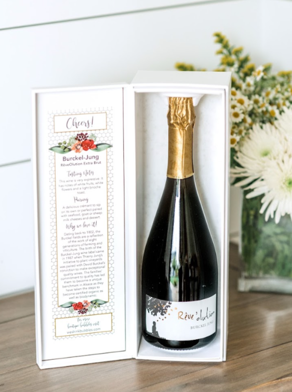 The perfect way to add a little "Cheers" to any occasion! This gift includes one bottle of sparkling wine packaged in our celebratory white gift box. Include a personalized note from you at checkout for that special touch.