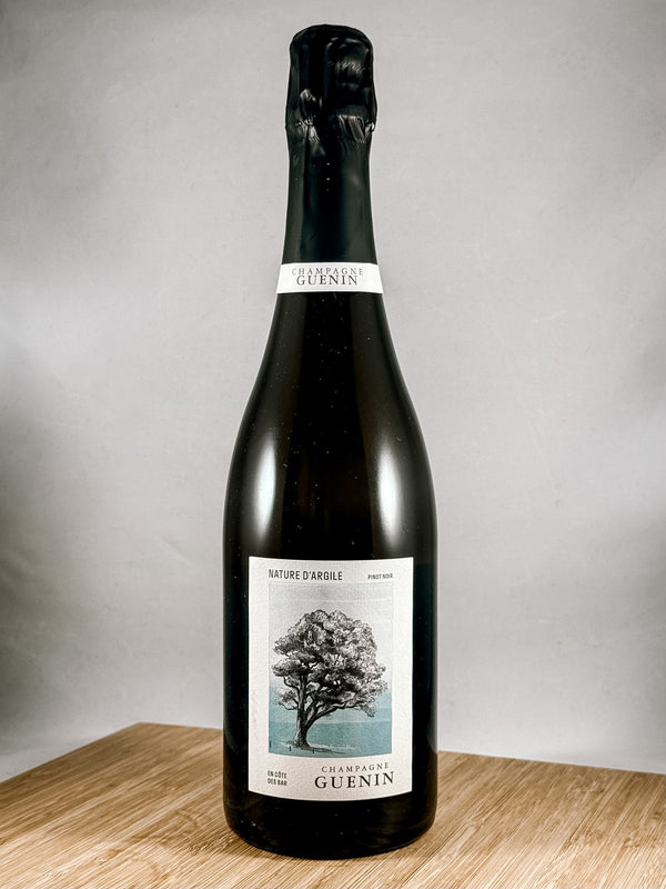 Champagne Guenin Nature D'Argile, part of our monthly Bubbles club subscription. Curated shipments of clean farmed, small batch champagnes and sparkling wines. A great gift for any occasion.