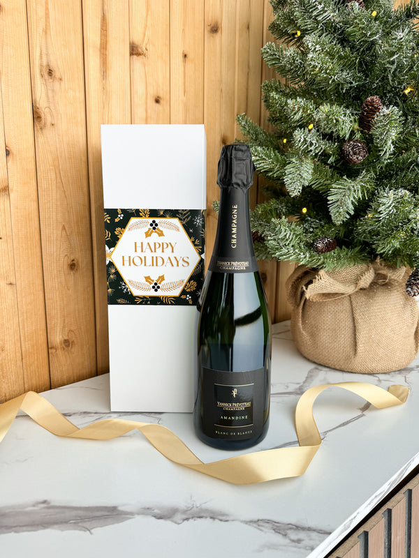 Holiday champagne gift box by we Drink Bubbles. Perfect gift idea for the holidays