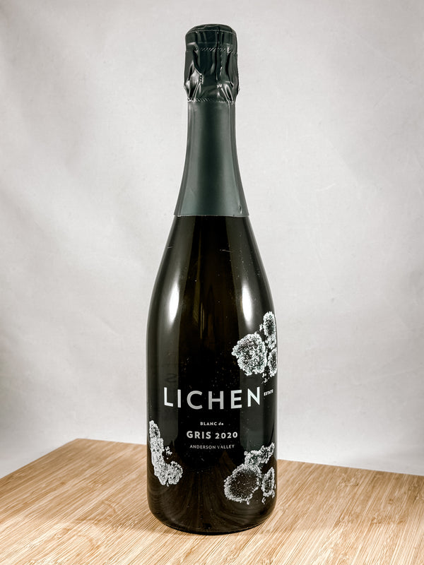 A bottle of Lichen sparkling wine, part of our champagne delivery and great for unique gift ideas.