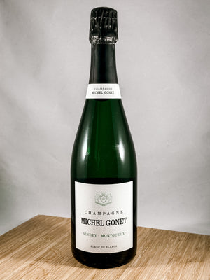 A bottle of Michel Gonet Champagne, part of our champagne delivery and great for unique gift ideas.
