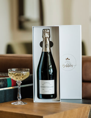 Customizable corporate champagne gift boxes, part of our monthly champagne club, wine delivery, unique gift ideas, send bubbles gifts