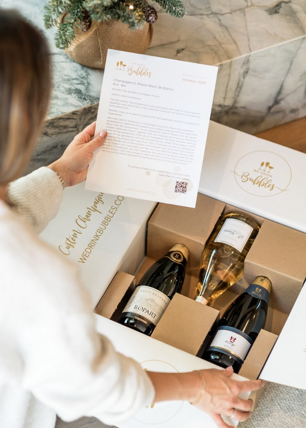 The Bubbles Club Subscription Gift, part of our monthly champagne club, wine delivery, unique gift ideas, send bubbles gifts