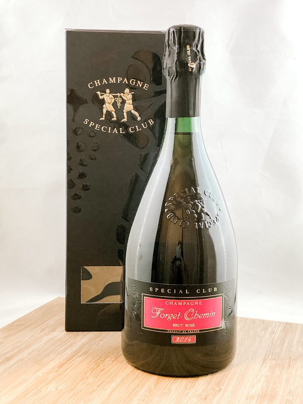 Champagne Forget-Chemin Brut Rose, part of our monthly champagne club, wine delivery, unique gift ideas, send bubbles gifts