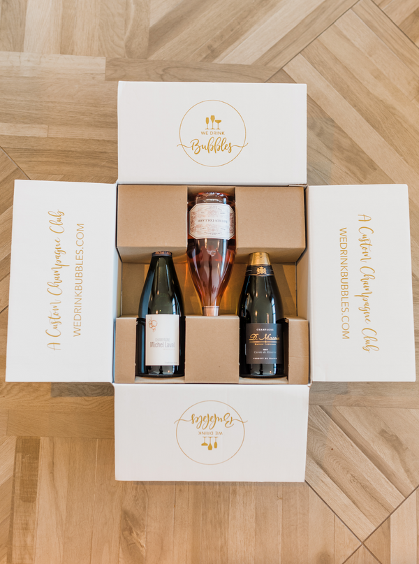 3 bottle gift set, Champagne, part of our monthly champagne club, wine delivery, unique gift ideas, send bubbles gifts