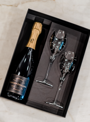 Custom champagne and glass gift set. Perfect for corporate champagne gifts for your employee gifts and client gifts